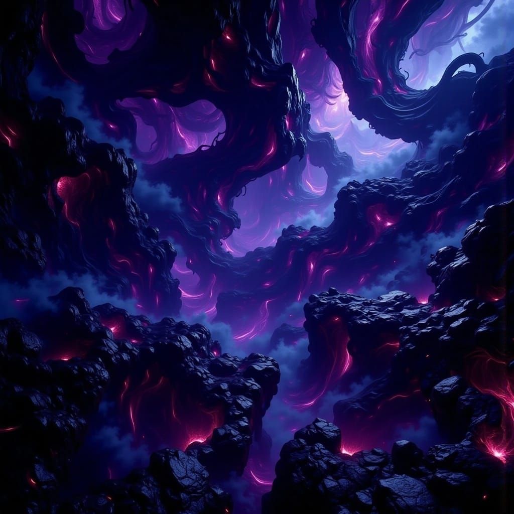 Ethereal Cosmos with Interweaving Openings in a Dark Fantasy...