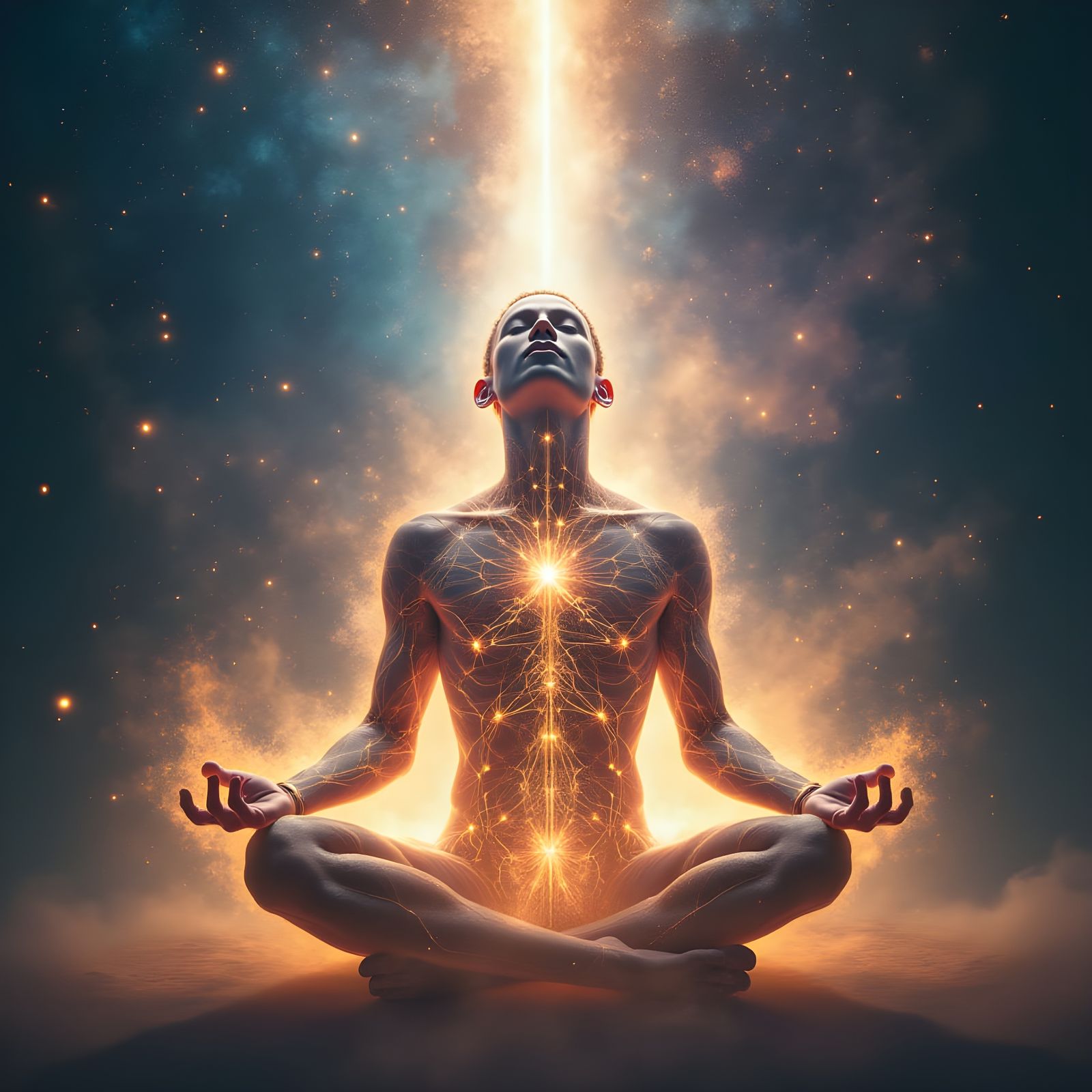 Meditative Astral Projection in Digital Double Exposure