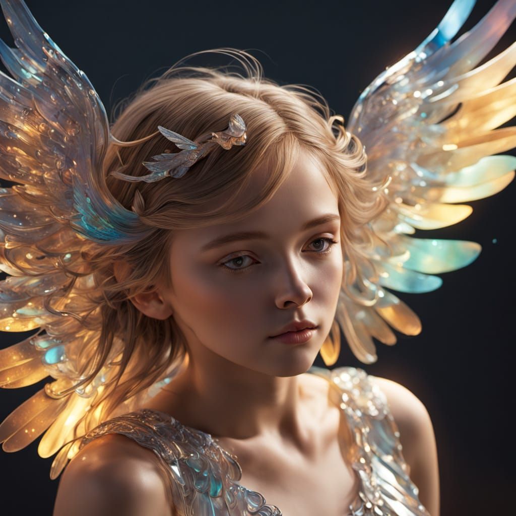 Ethereal Glass Angel in Flight