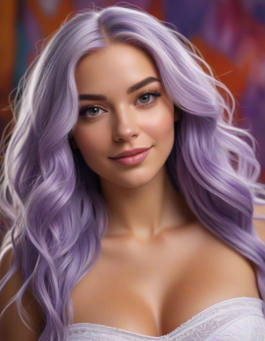 Boho Woman in Art Studio with Lavender Hair