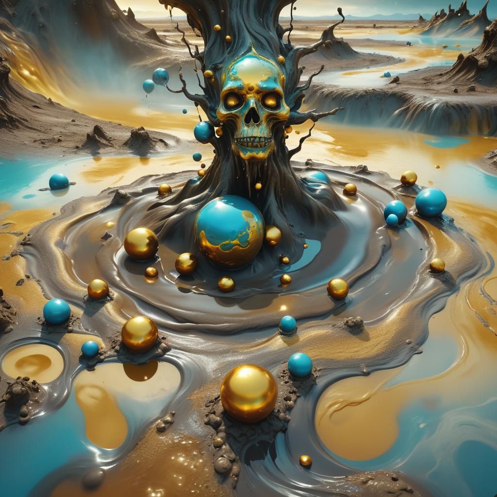 Earth Elemental Dancing in Surreal Mud Pools