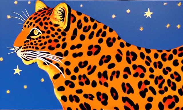 Red Leopard Gazing at Night Sky