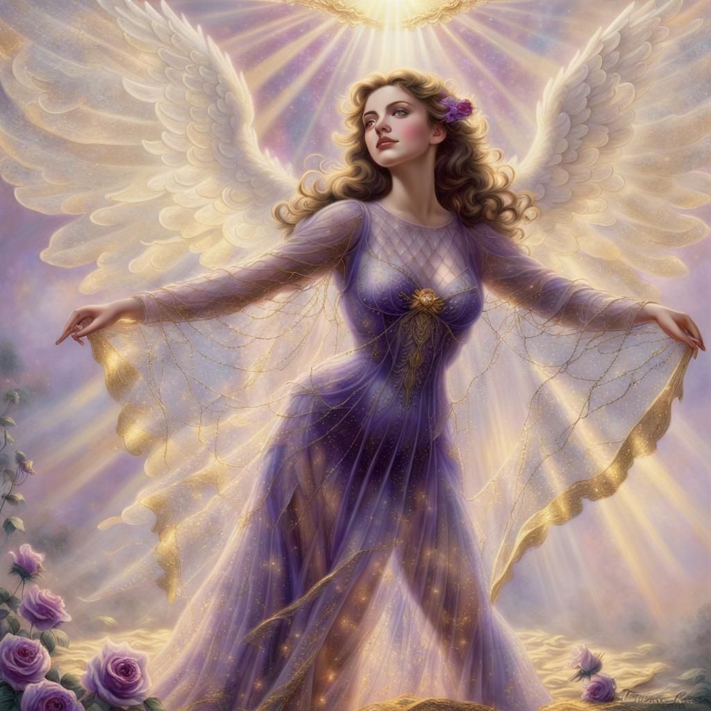 Graceful elegant woman with angel wings