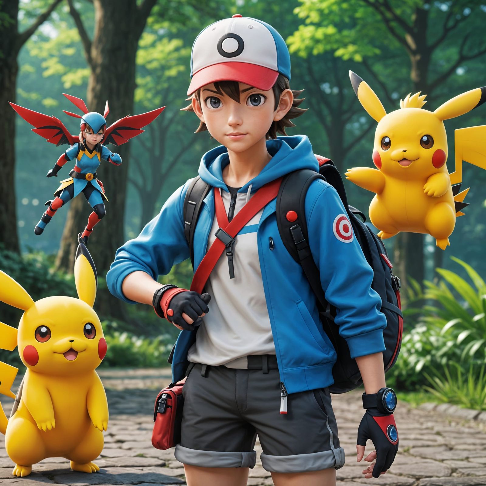 Pokémon Trainer Ready for Battle: Anime Art