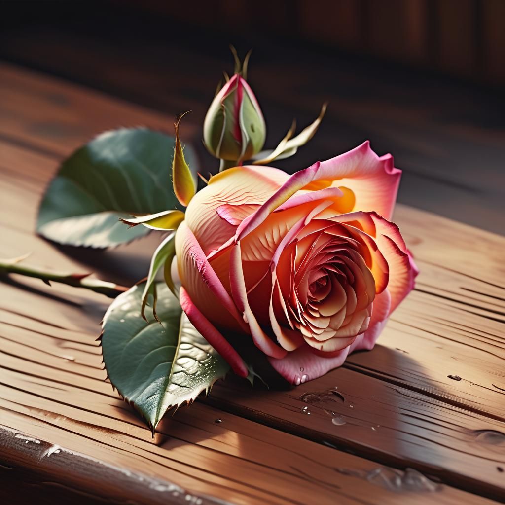 Photorealistic Rose in Old Master Style