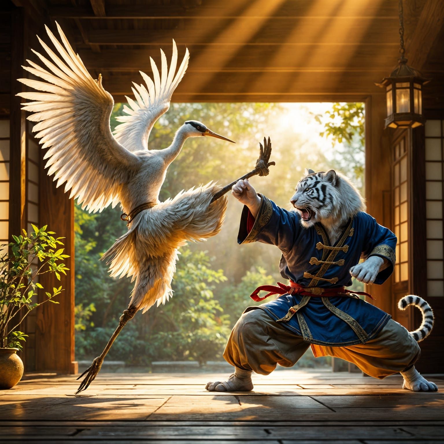 Martial Arts Dojo with Zen Garden, Realistic Lighting, and D...