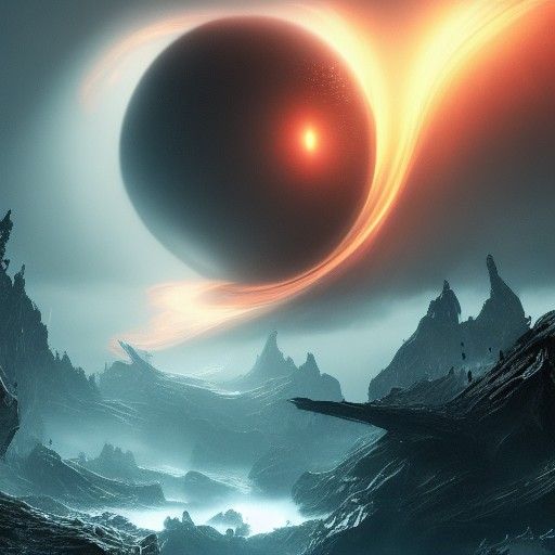 Detailed Black Hole Matte Painting in Deep Color