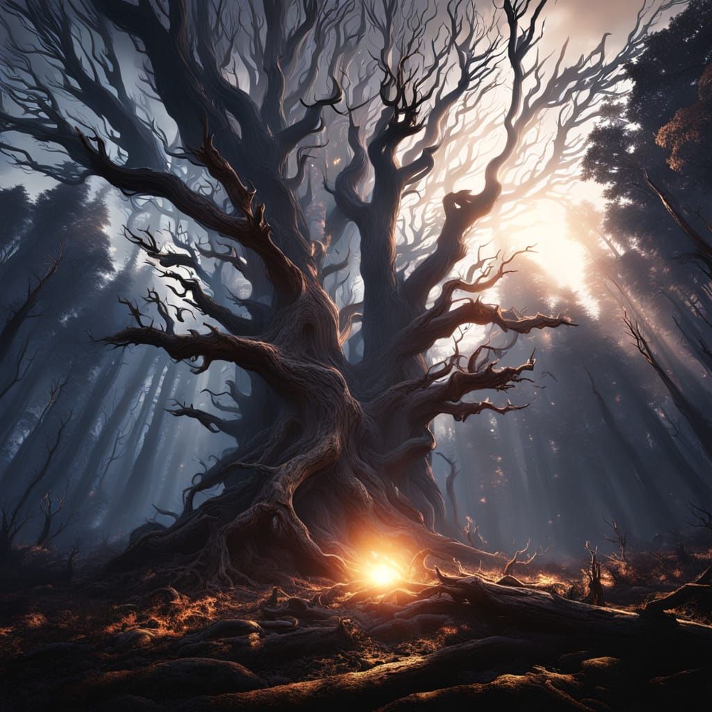 Surreal Landscape of Dazzling Light and Vanishing Forest