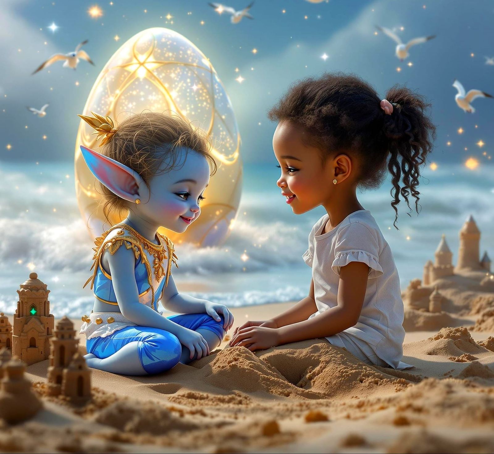 Beachside Friends: A Dawn Encounter