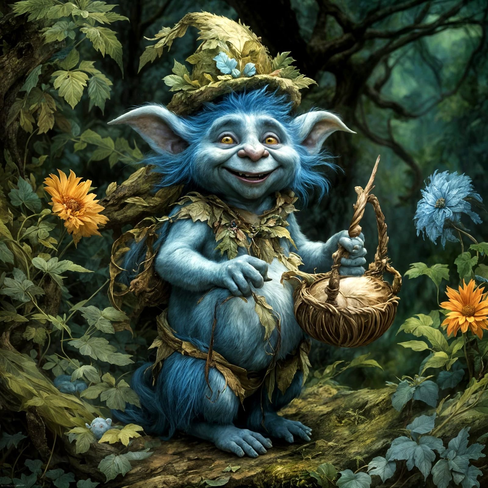 Joyous Troll Dancing in Forest - 3D Rendered Art