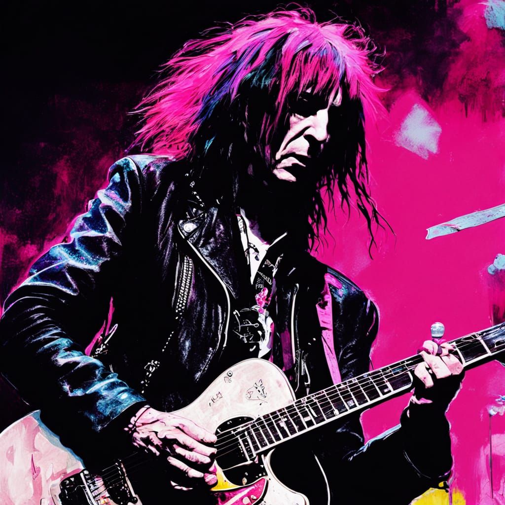 Punk Rock Portrait of Musician on Stage