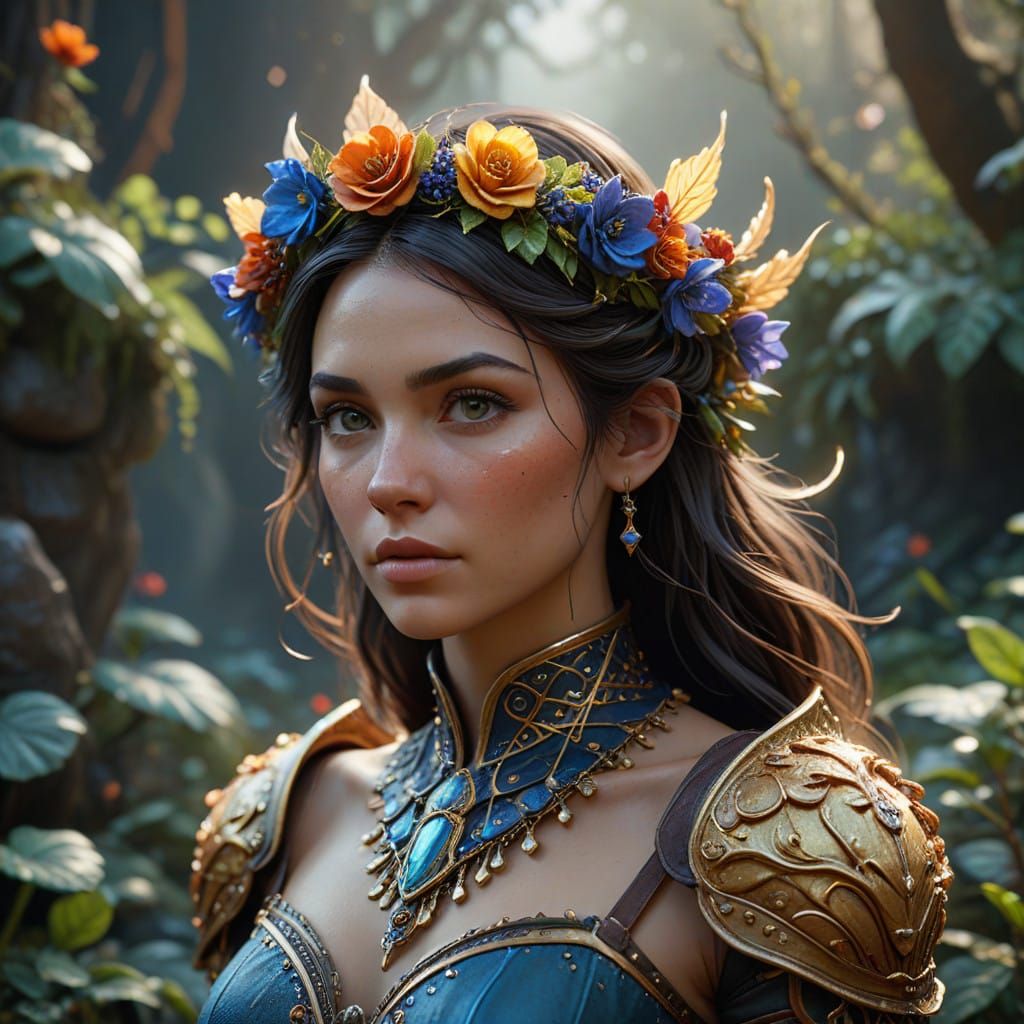 Whimsical Floral Crown in Enchanted Realism Style