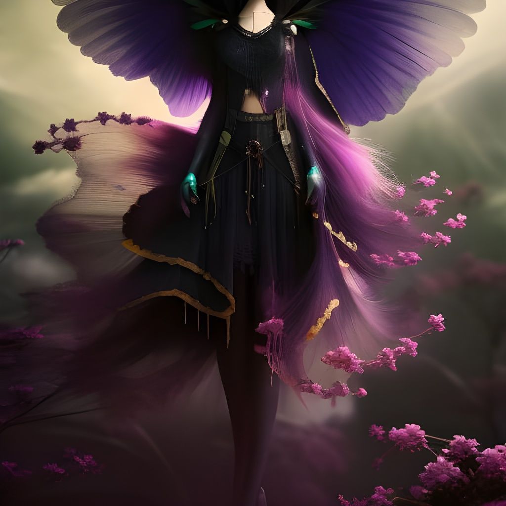 Gothic Crystal Fairy with Holographic Wings