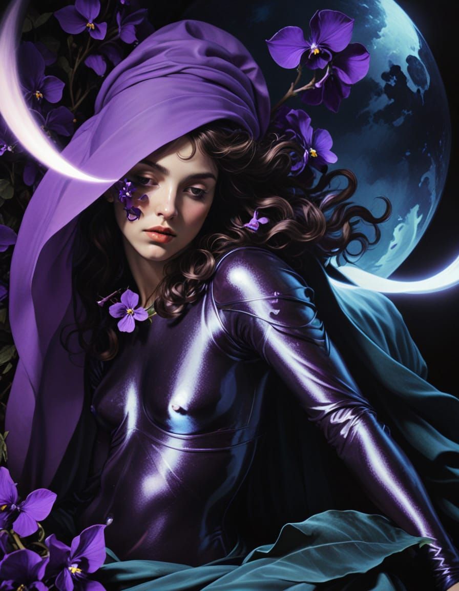 Caravaggio Style Portrait Tinted with Violets