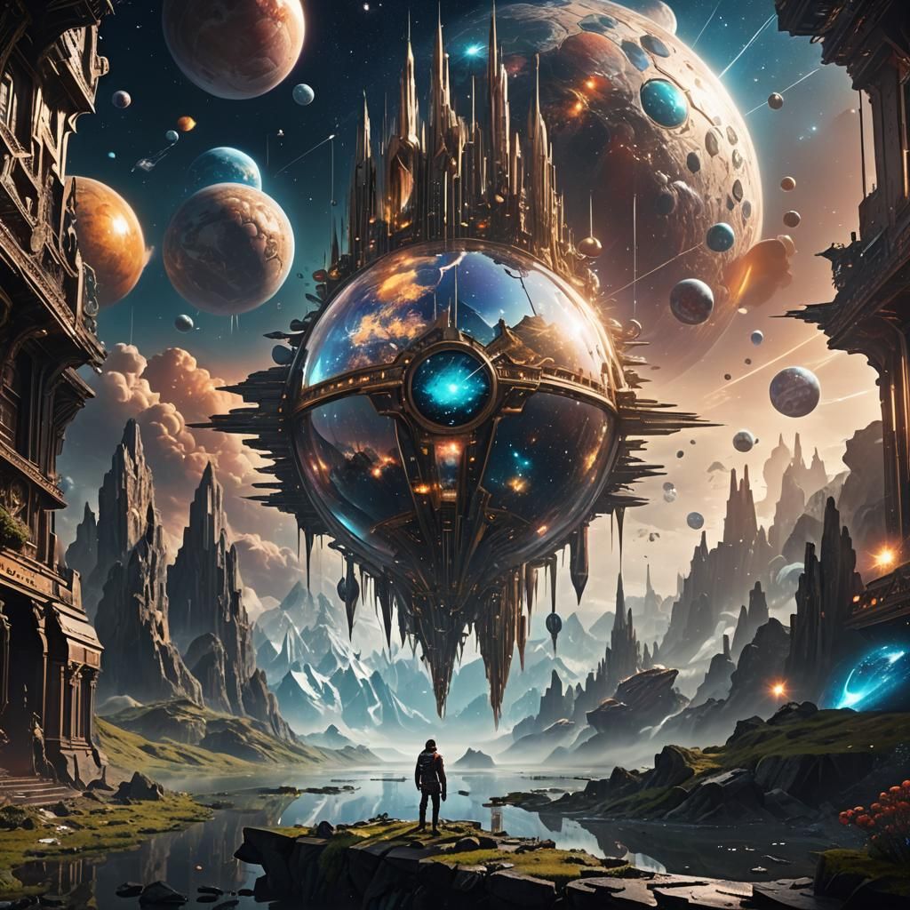 Epic Cosmic Crystal Formation Digital Painting