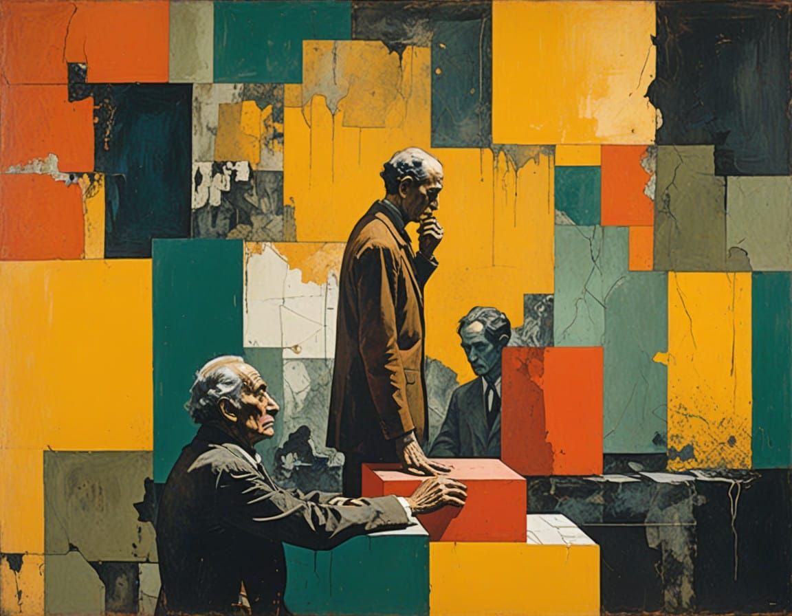 Theatres of Despairing Actors in Muted Earth Tones