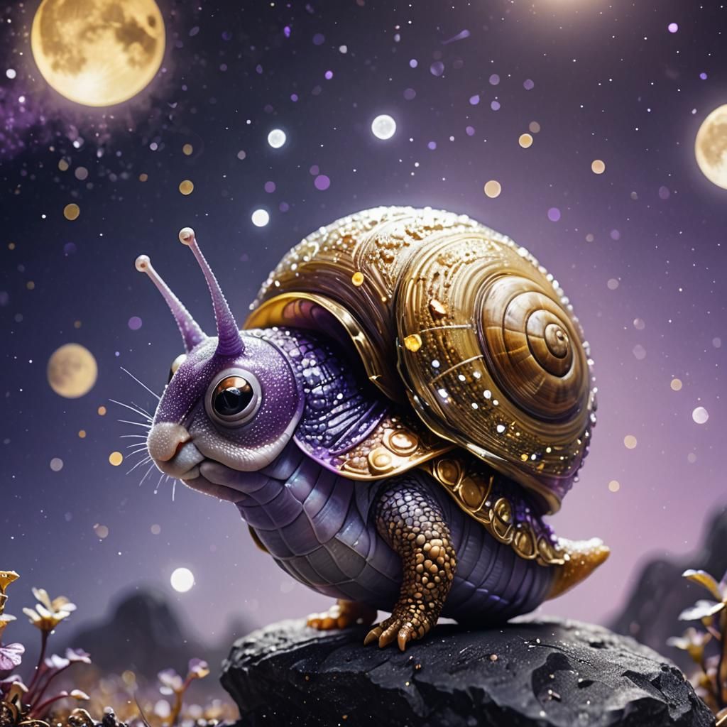 Chibi Snail Superhero Portrait in Double Exposure