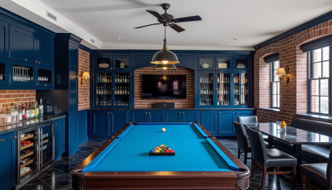 Victorian Billiards Room with Blue Baize Table