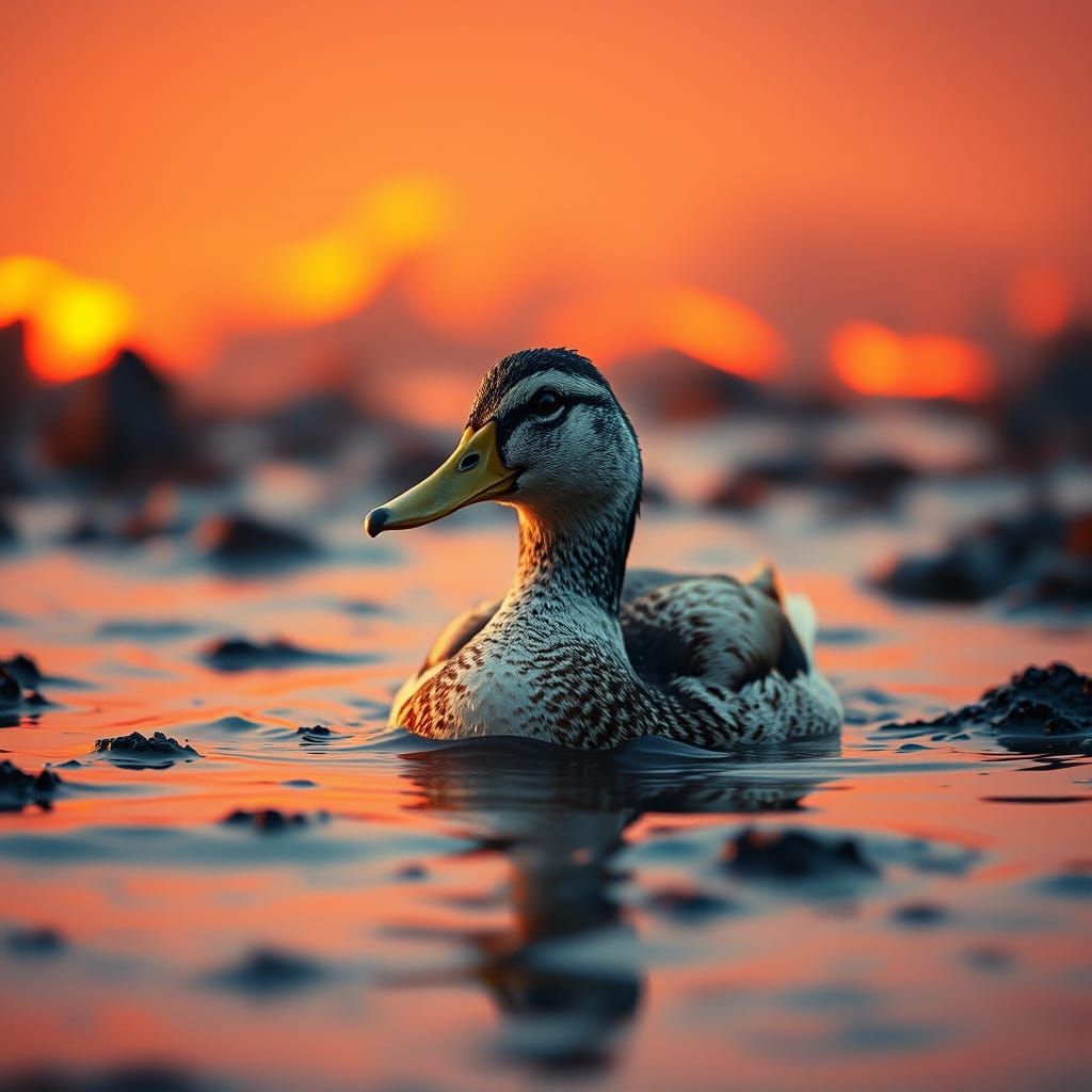 Duck in Lava: A Cinematic Study in Warm Tones
