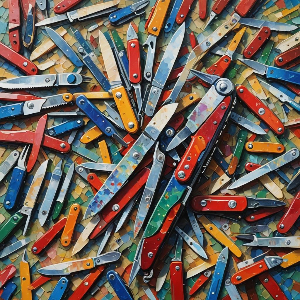 Swiss Army Knife in Expressionist Oil Painting Style