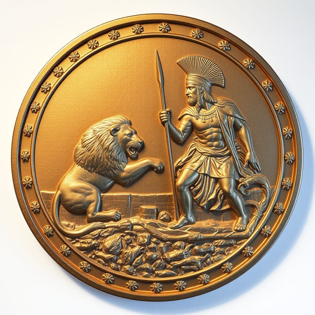 Gladiator Confronts Lion in Ancient Coin Art