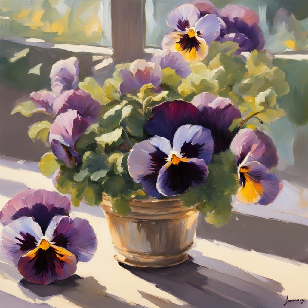 Pansy in Rembrandt Style with Golden Light