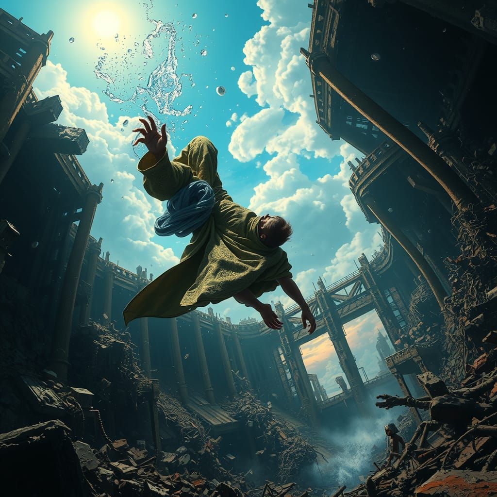 Falling from the bright beautiful heavens into the dank putr...