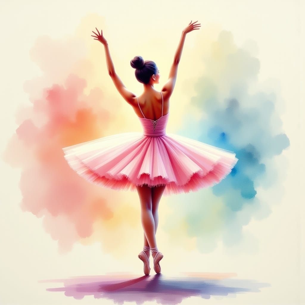 Ballerina Dancing Gracefully in Pastel Colors
