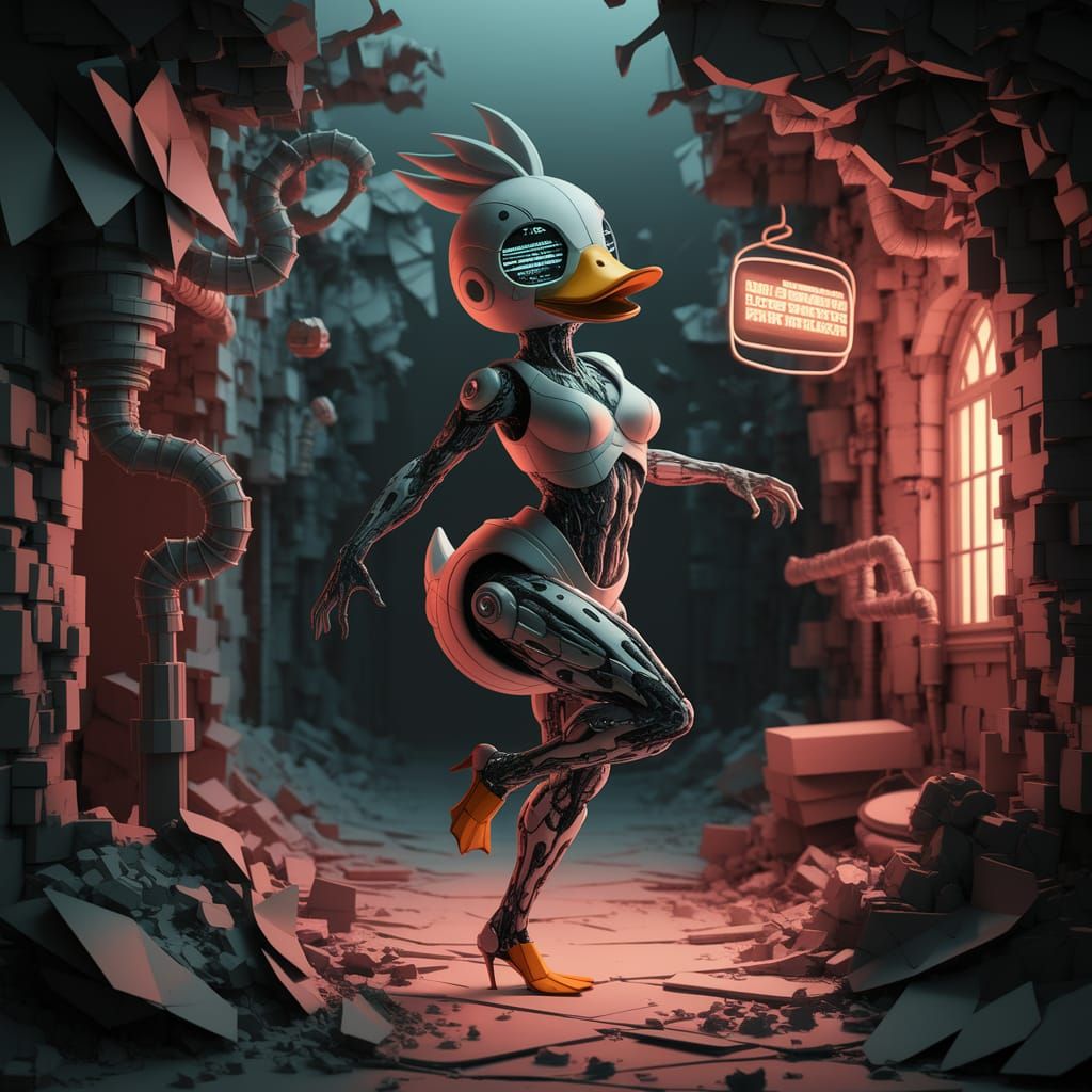 Cyborg Dancer in Ruins: A Biopunk Origami Papercraft