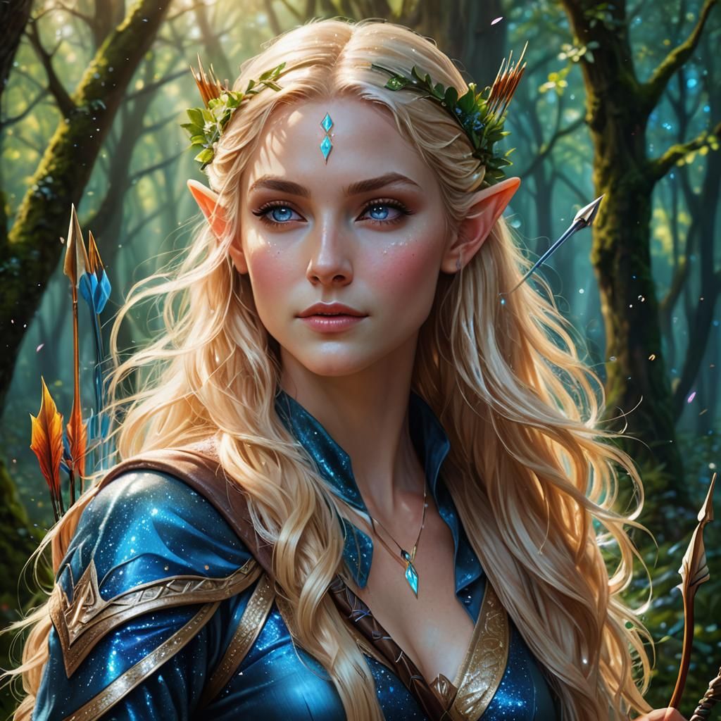 Beautiful Elf Woman in Spring Forest