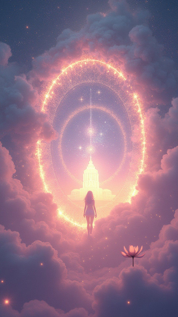 Enigmatic Portal with Dreamy Gradient Background