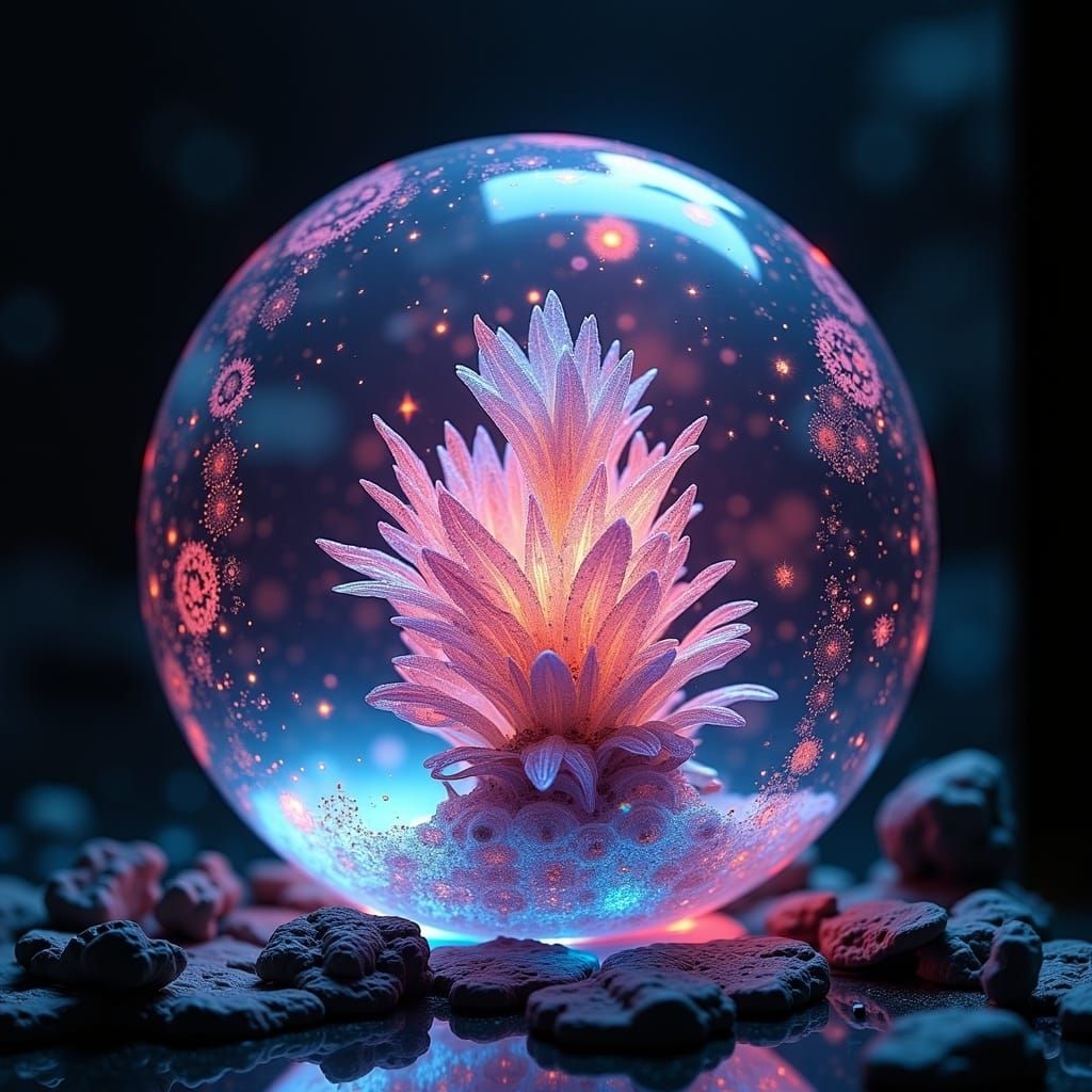 Holographic Crystal Orb in Dreamlike Surrealism