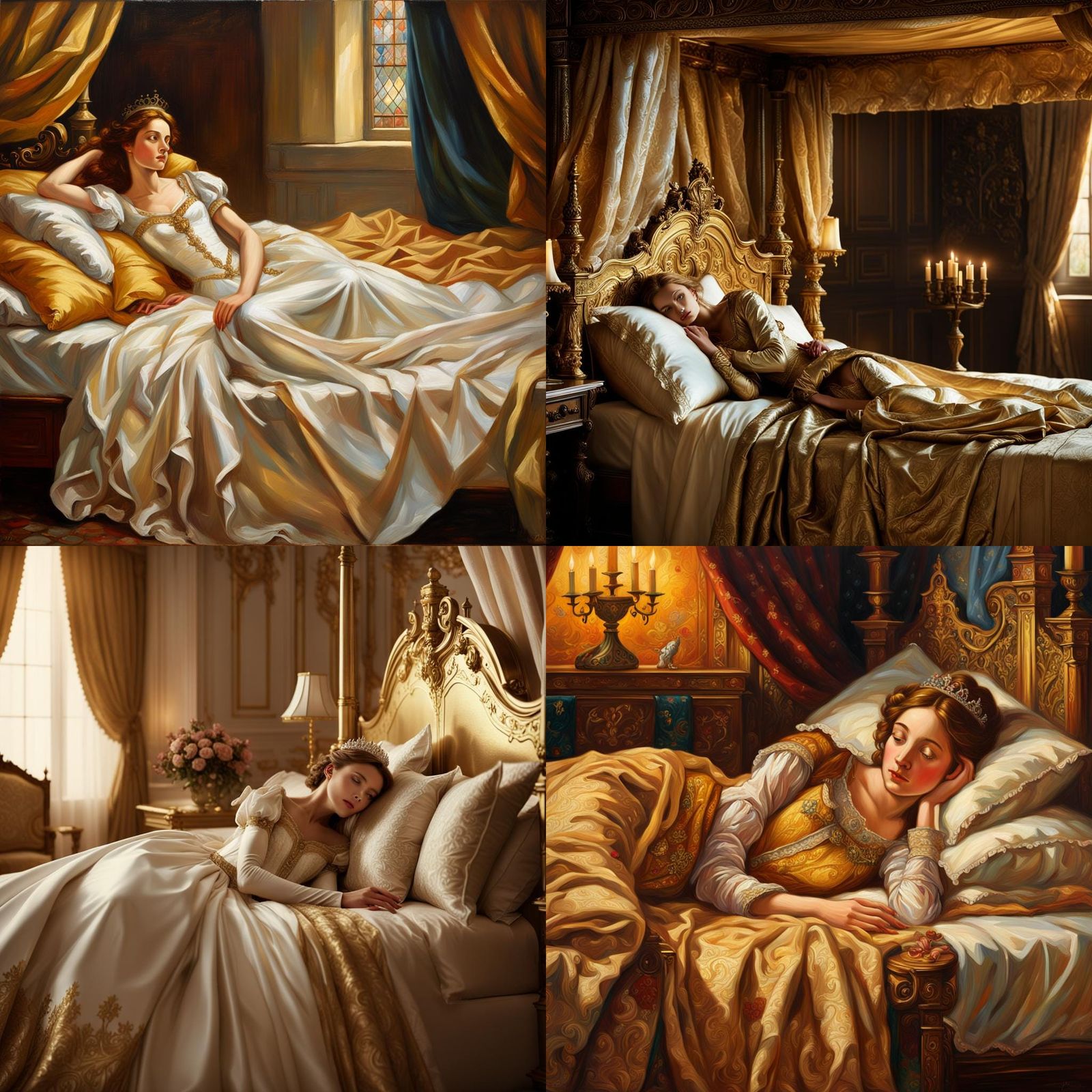 Princess and Knight in Dreamy Bedchamber