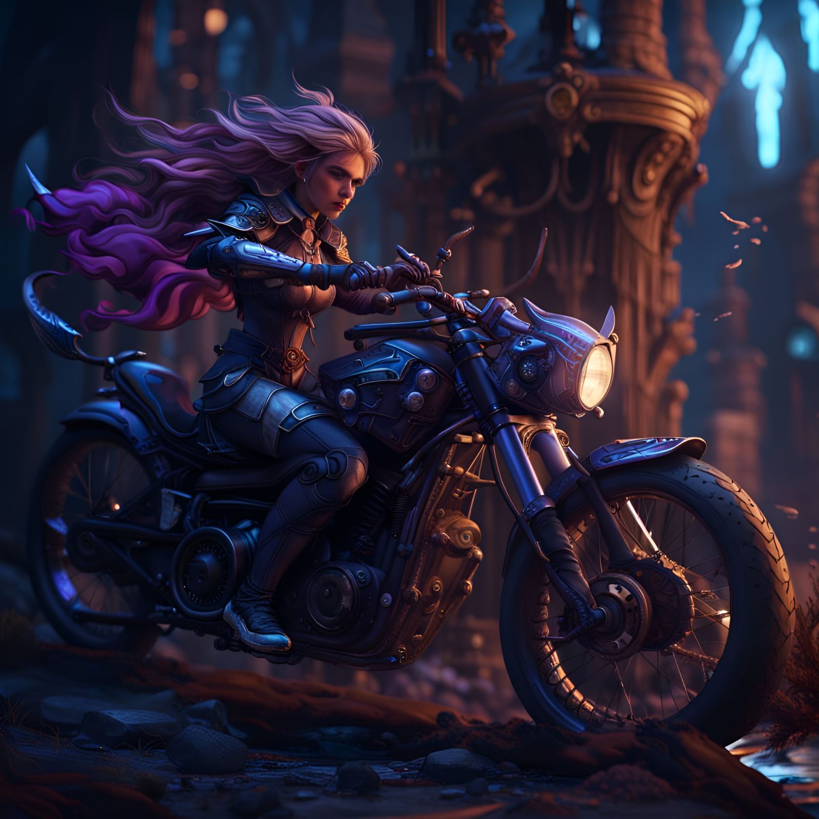 Fantastical Bike Knight Protects Sleeping Girl