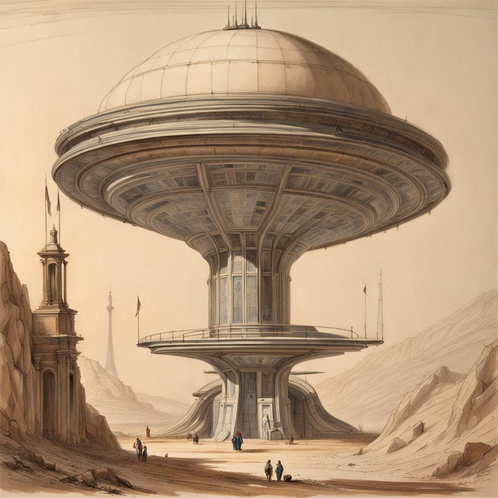 Neoclassical Space Station on Alien Planet