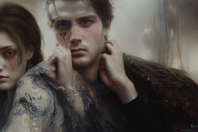Hyperrealistic Portrait of a Mysterious Couple