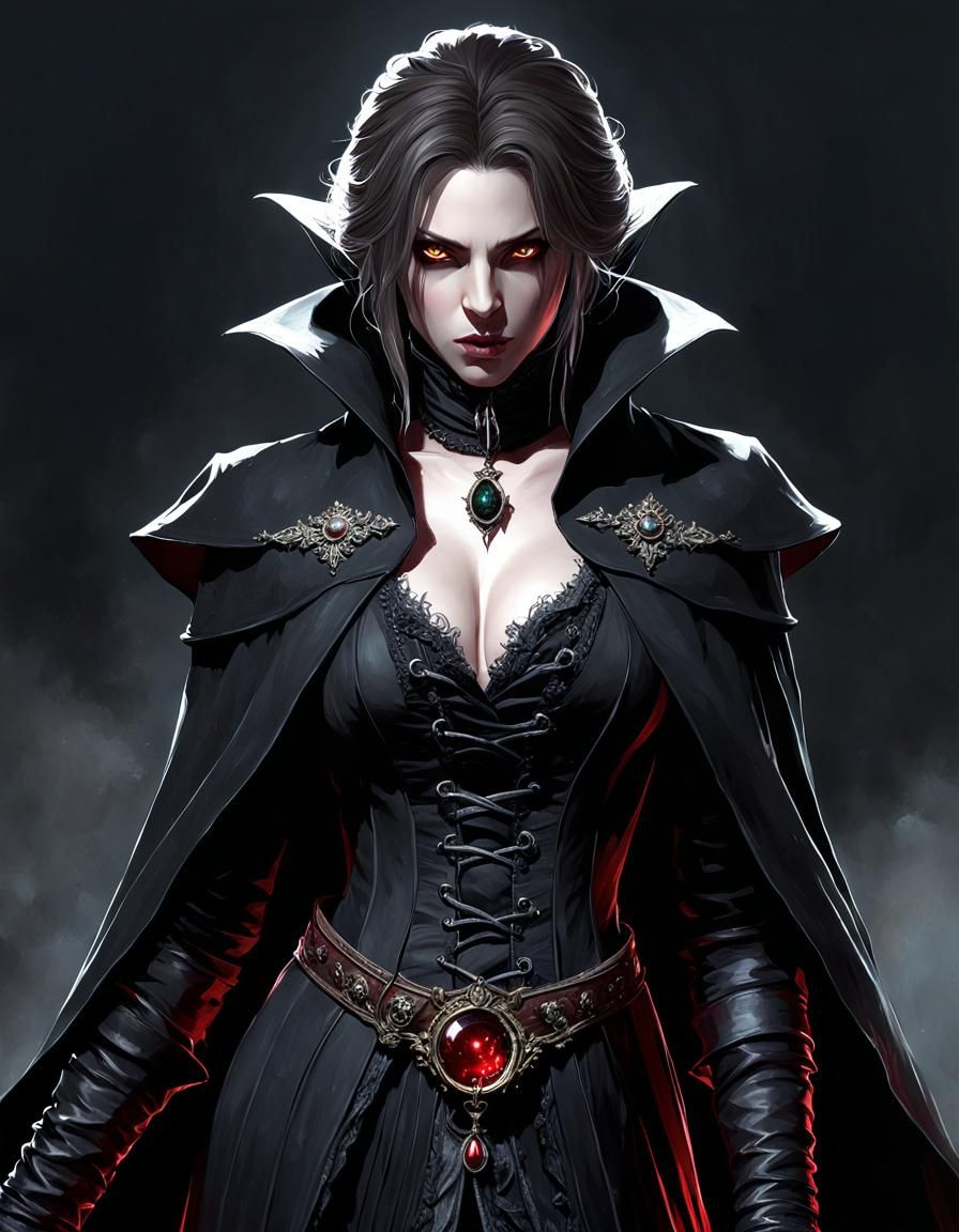 Evil Vampire Portrait in Digital Art Style