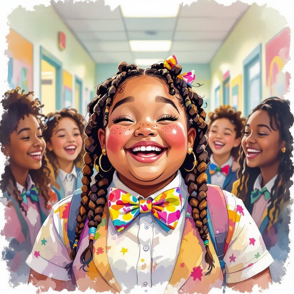 Girl Celebrates Bow-Tie Day: Watercolor Painting