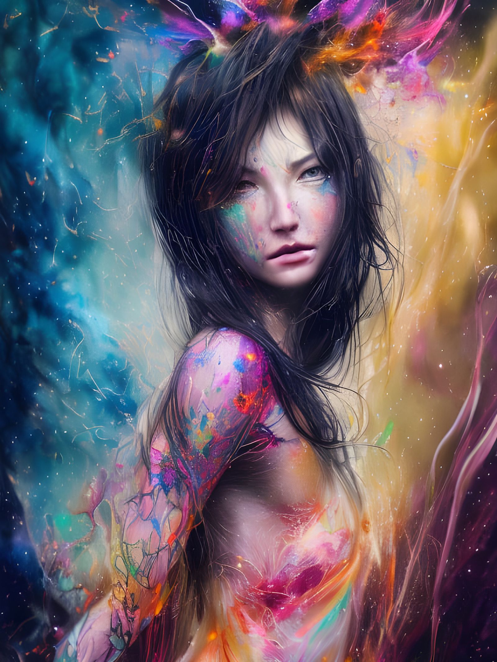 Detailed Cosmic Rainbowscape Digital Illustration