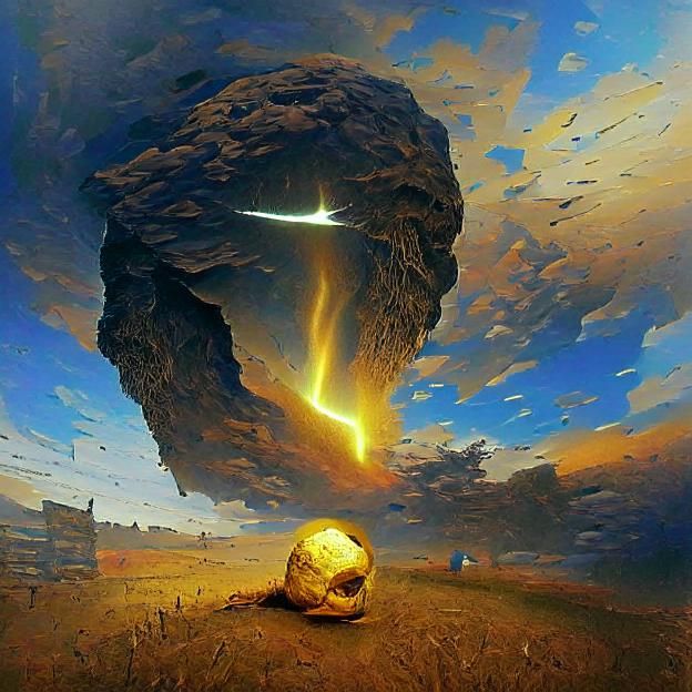 Spectacular Meteor Descent: Digital Art in Golden Hour