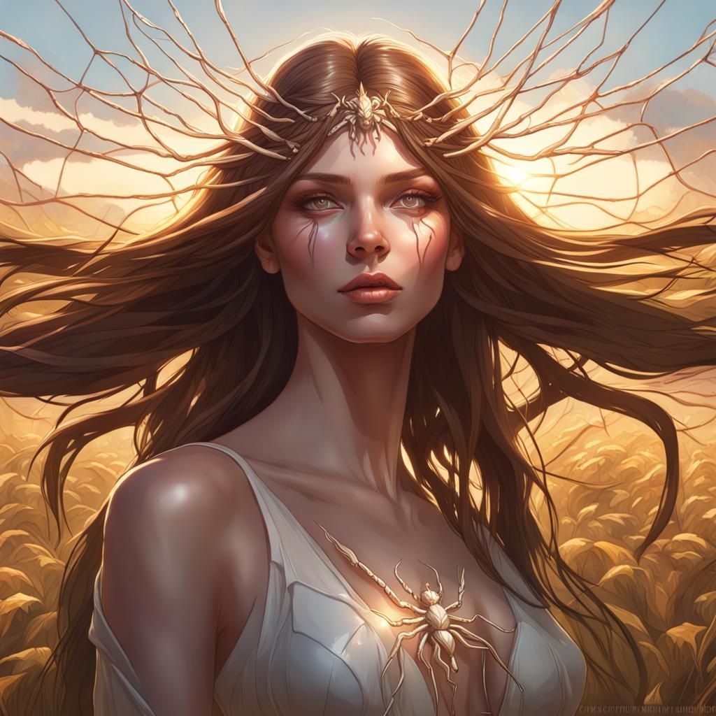 Goddess with Spiders: Art Nouveau Portrait