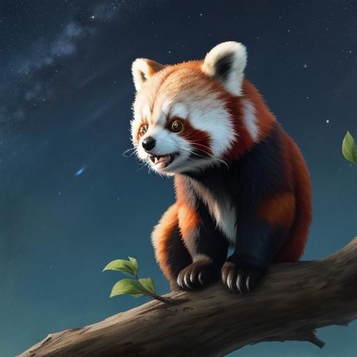 Red Pandas in Starry Midnight Sky