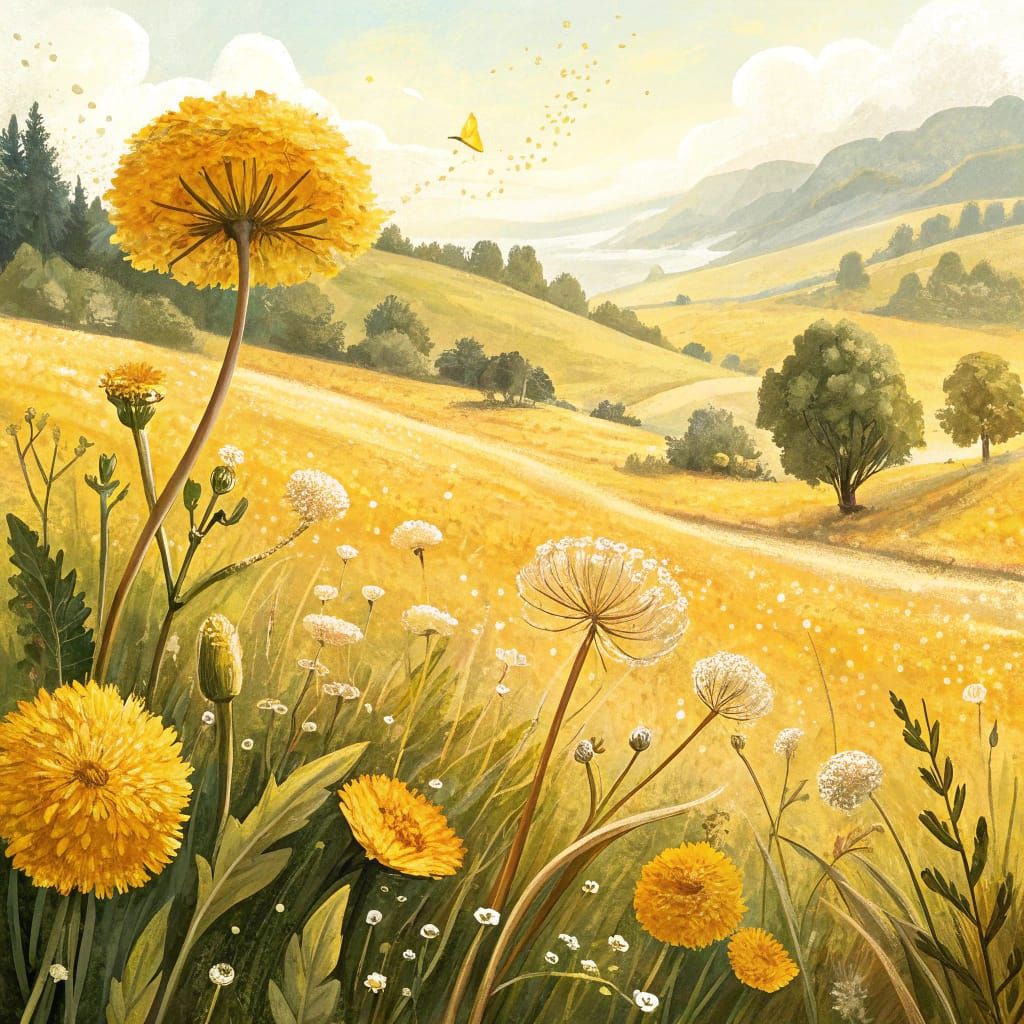 Golden Meadow Inspired by Klimt and Matisse