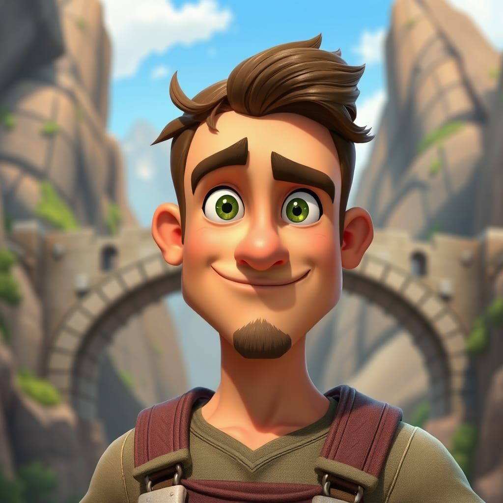 Bridge Builder Portrait in Animated 3D Art Style