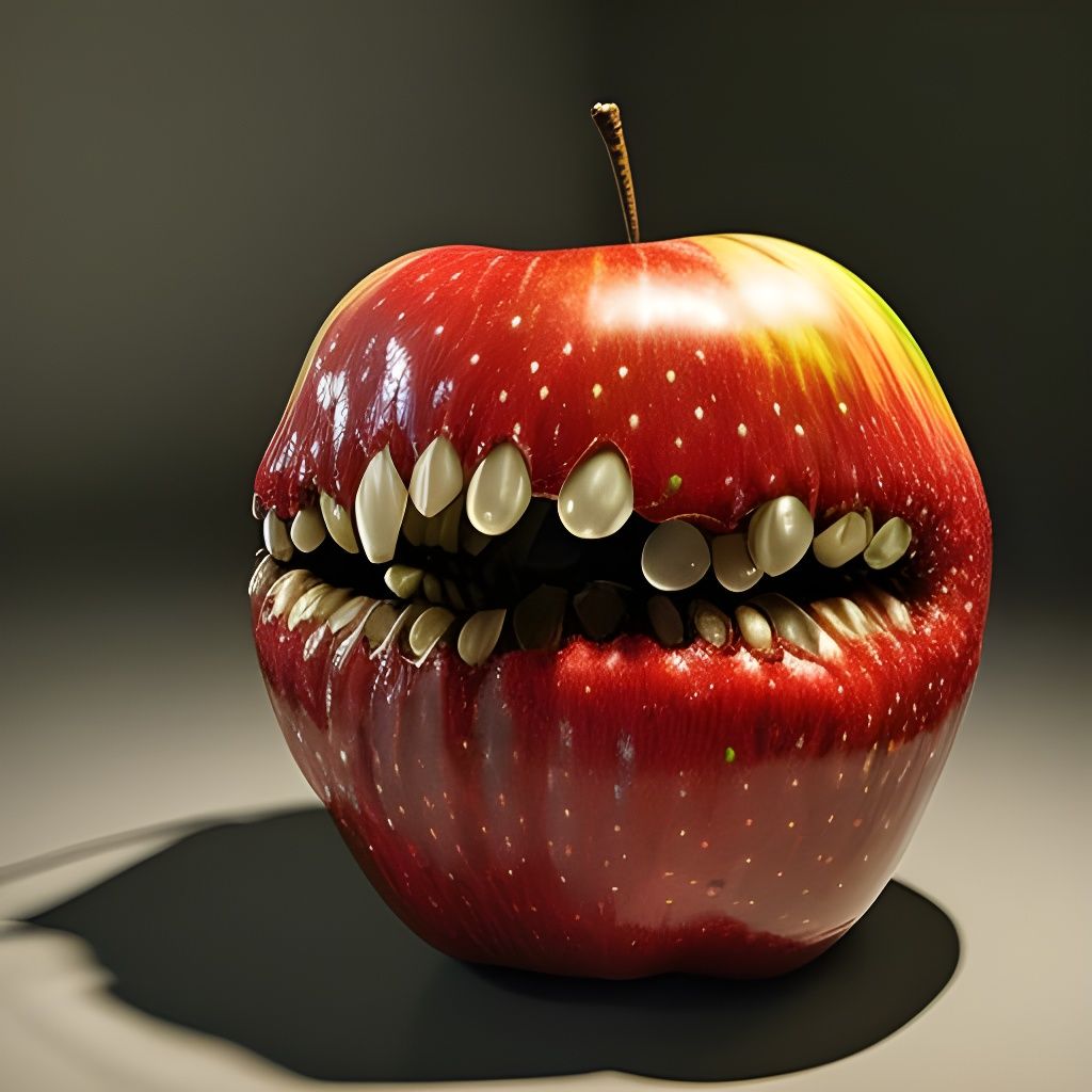 Creepy Hyperrealistic Apple Filled with Teeth