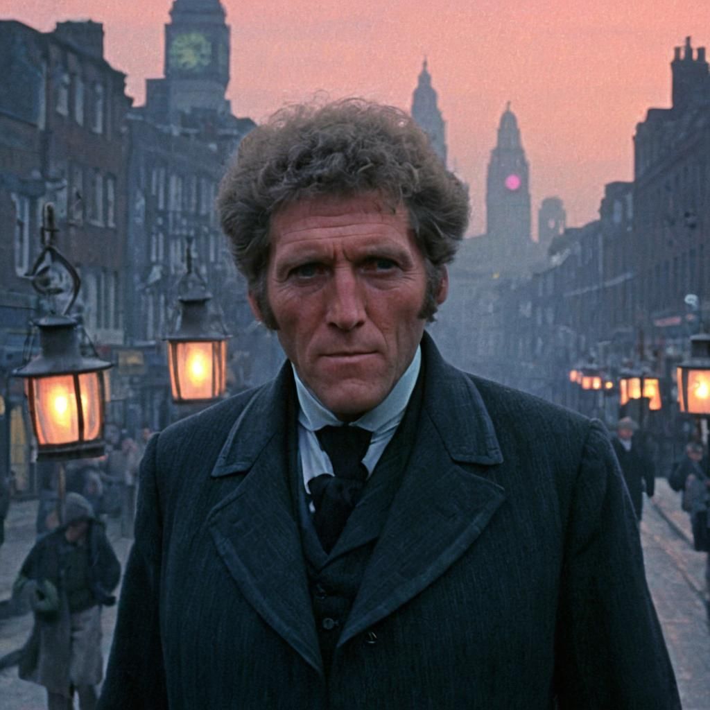 1900s Gentleman Walking Through Liverpool at Sunset