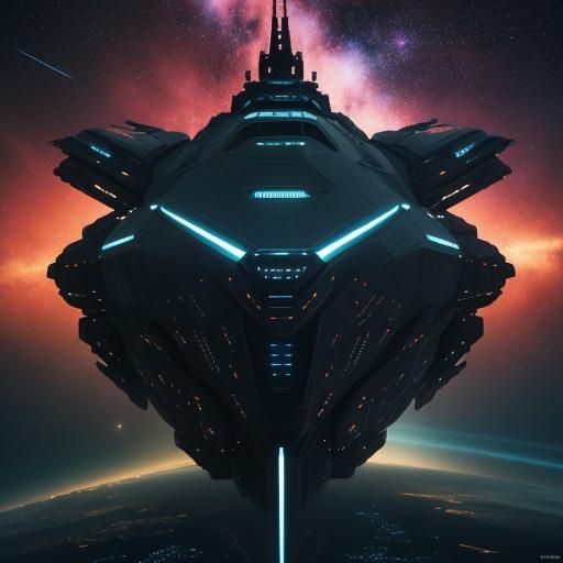 Sci-Fi Battleship Concept Art in Space Opera Style