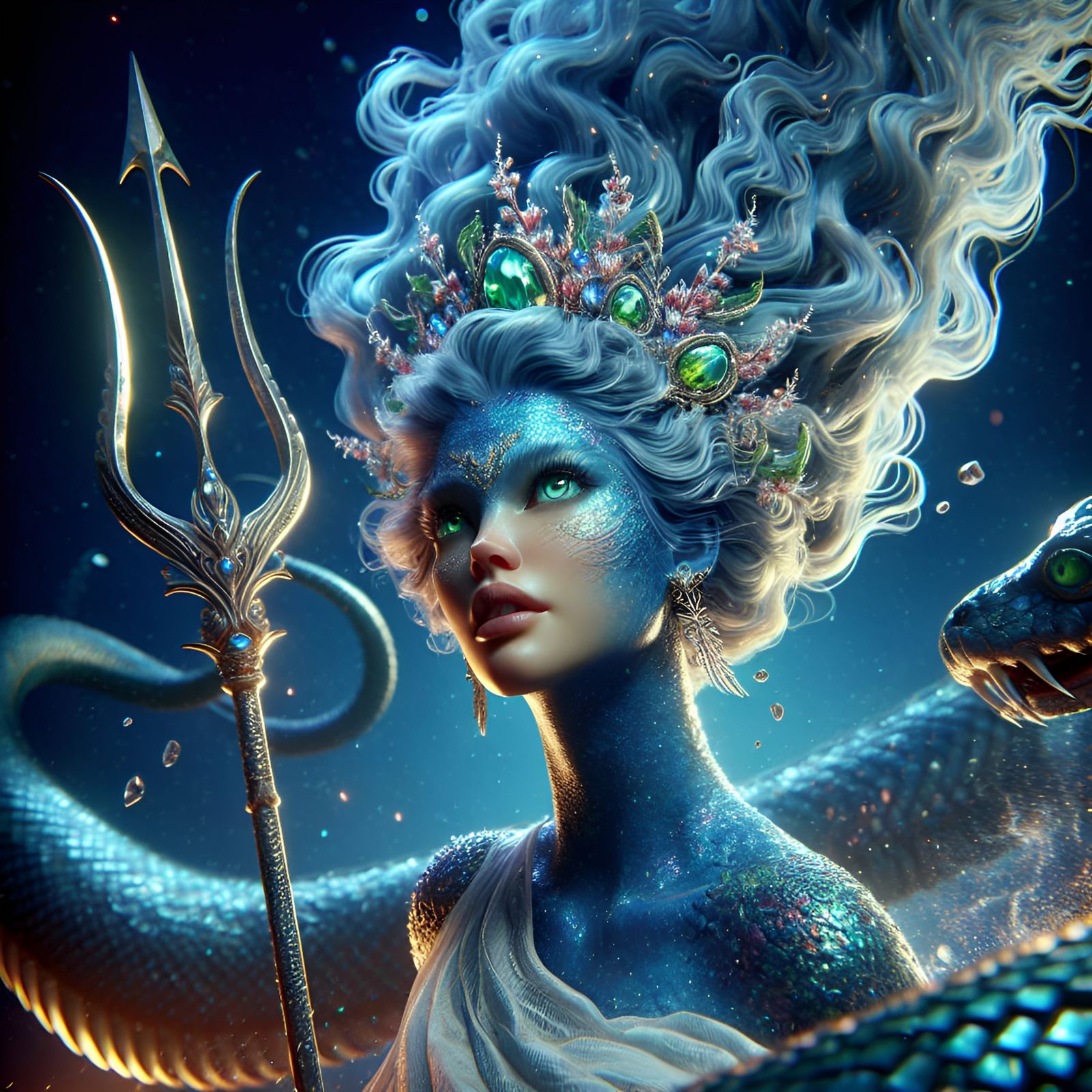 Sparkling Mermaid Goddess of the Deep Sea