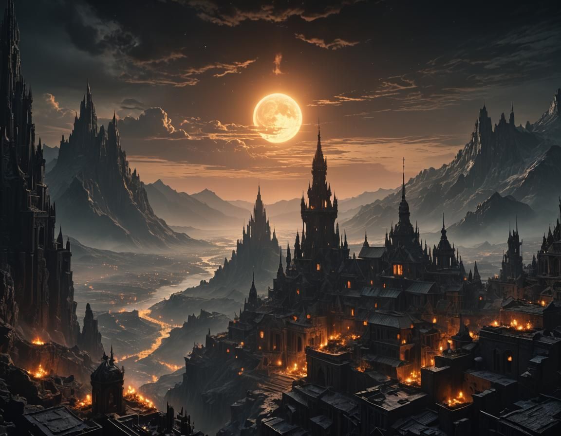 Candlelit Black Sun: Epic Digital Matte Painting