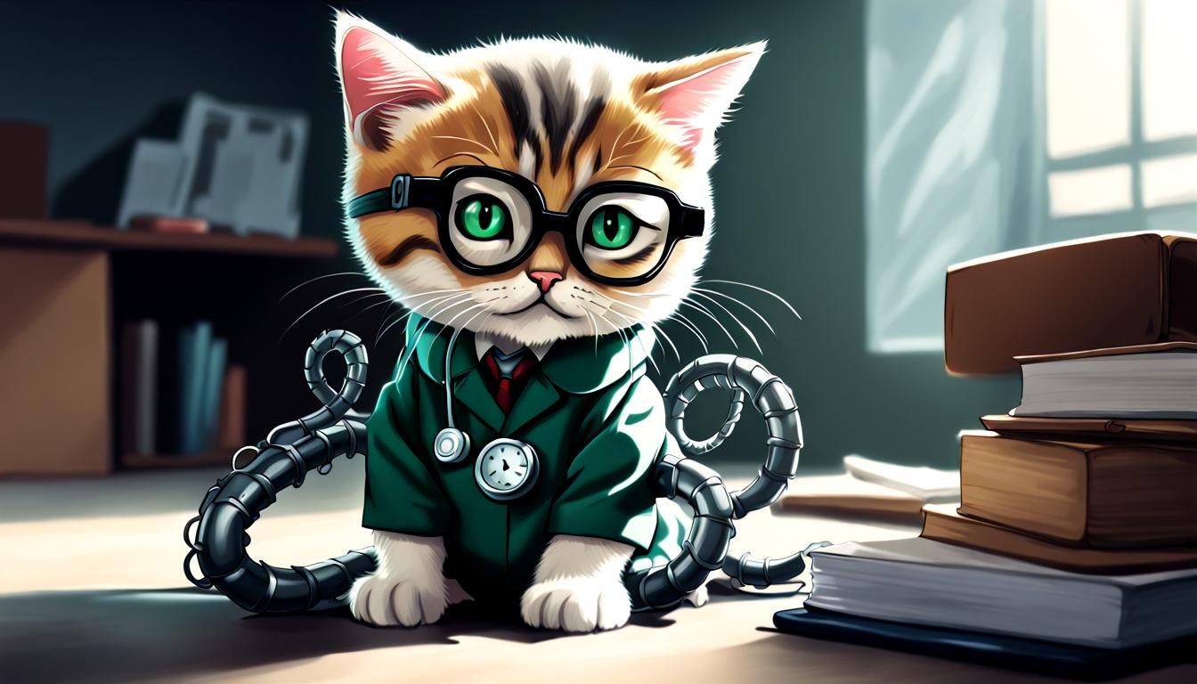 Kitten as Doctor Octopus in Anime Style